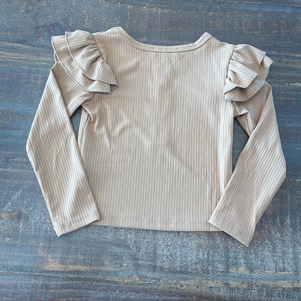 Ruffle Sleeve Ribbed Top - Picture 3 of 3
